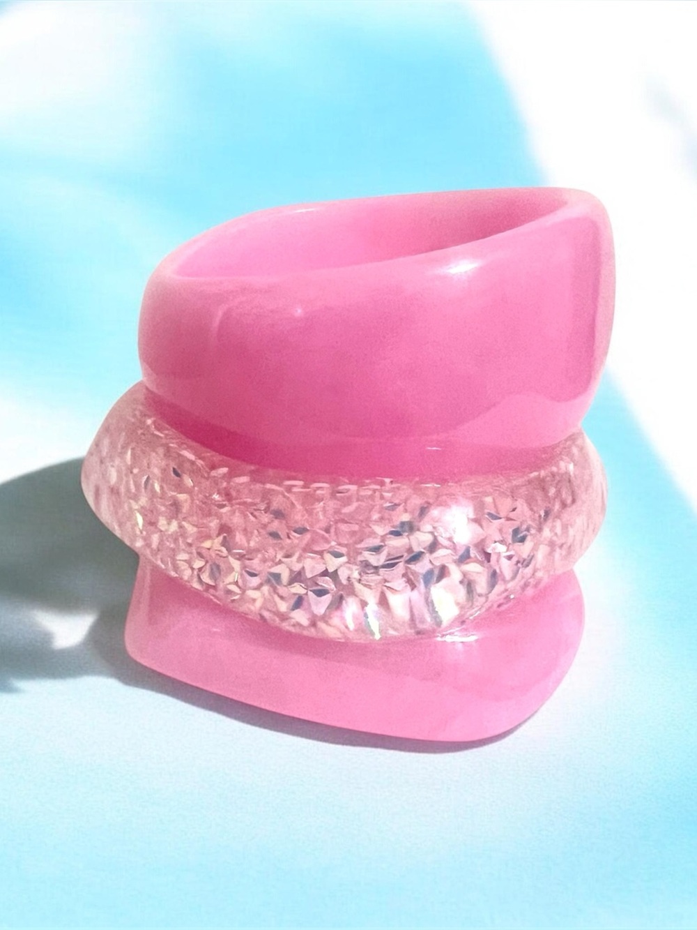 Set of 3 Pink Resin Stackable Bangle Bracelets